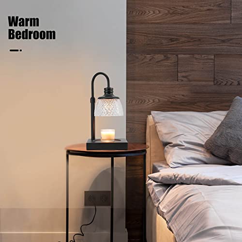 Black Electric Candle Warmer Lamp with 2 Bulbs Height Adjustable Dimmer K818363