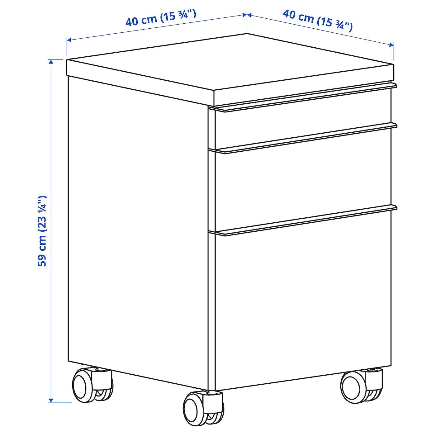 High Gloss White Drawer Unit on Casters F457