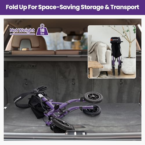 Foldable Rollator Walker with Seat, 9.5" All Terrain Pneumatic Wheel, Heavy Duty A73476