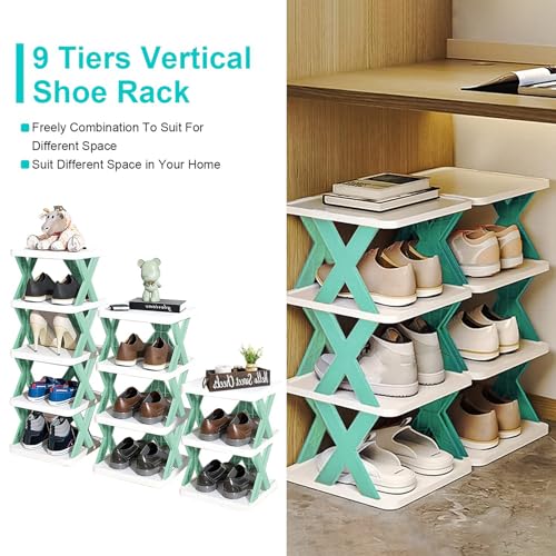 9 Tiers Narrow Blue Shoe Rack L57148
