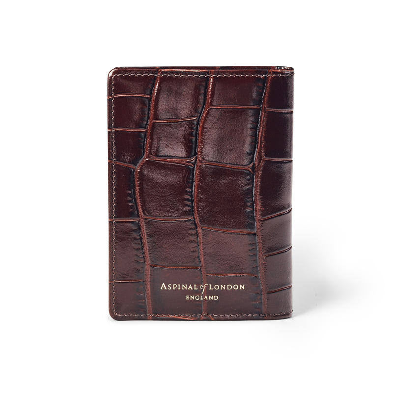 Deep Shine Amazon Brown Croc Double Fold Credit Card Holder U8342