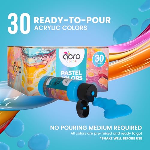 30 Vibrant Colors Acrylic Pouring Paint Set, 2 Ounces Per Bottle F921016