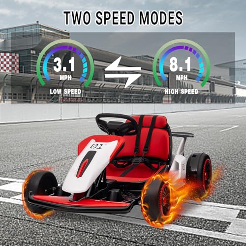 White 24V Battery Powered Electric Drift Kart B5231