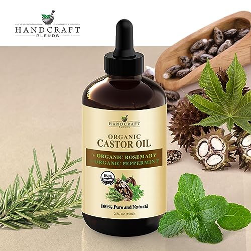 Organic Castor Oil with Rosemary and Peppermint Oil in Glass Bottle - 2 Fl Oz F33664