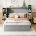 Gray Queen Size Murphy Bed with Storage Drawer and 2 Cabinets B95849