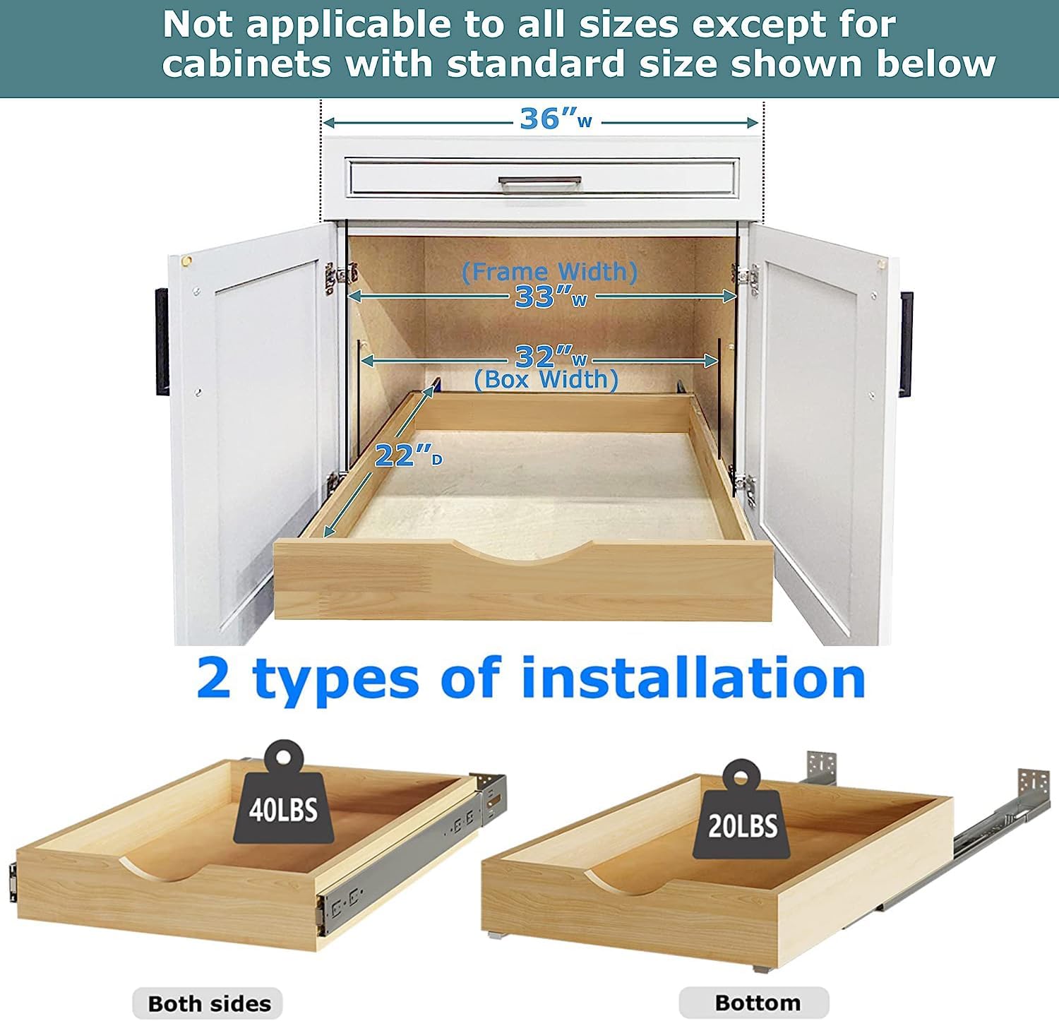 Pull Out Wood Cabinet Shelf (32" Wide) V9416