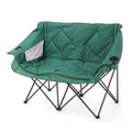 Green Portable Folding Double Camping Chair Loveseat with Carrying Bag E1756