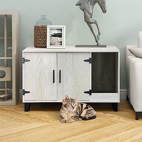 Pine Wooden Cat Litter Box Enclosure Y56670