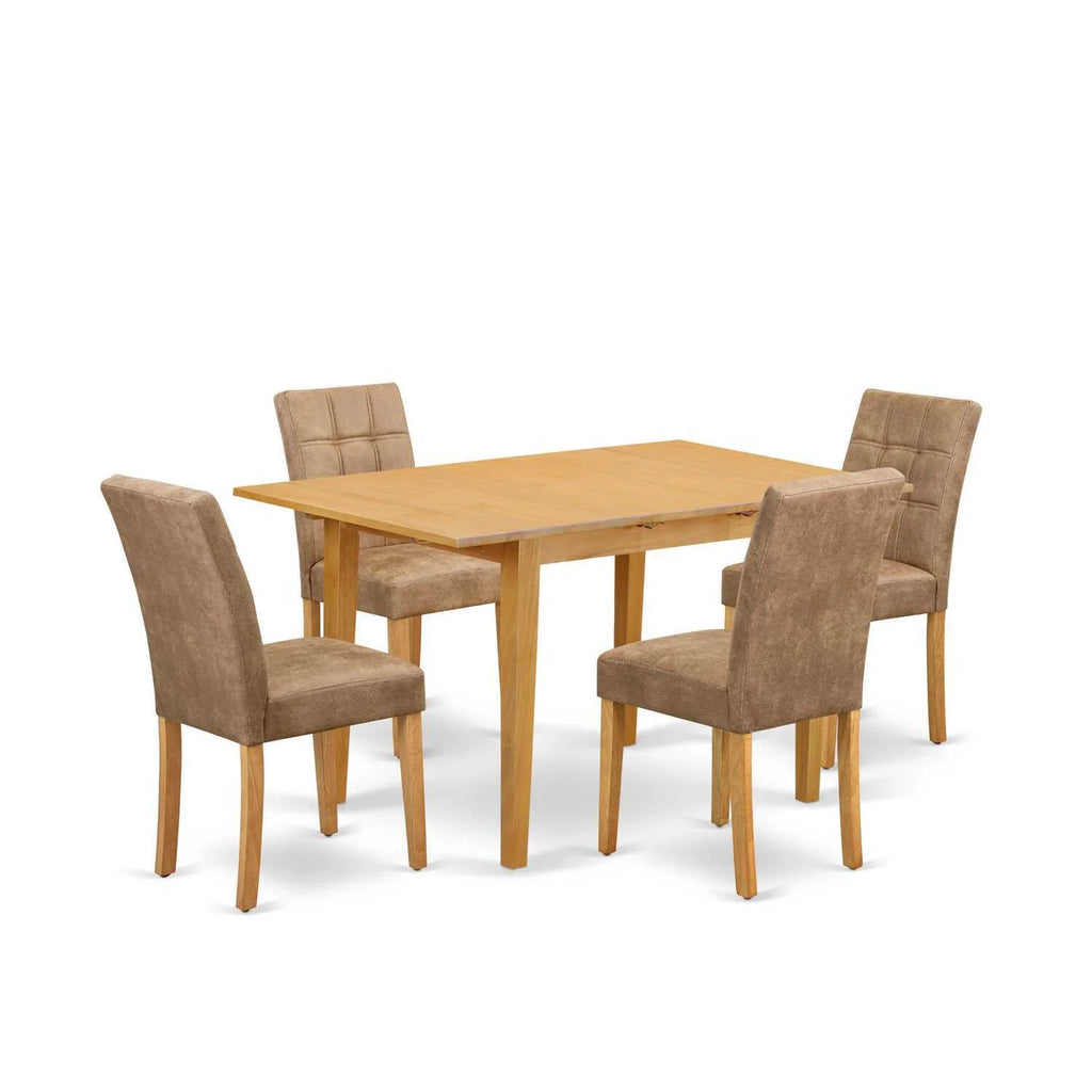 5 Piece Rectangle Kitchen Table with Leaf and 4 Chairs, Oak G246371