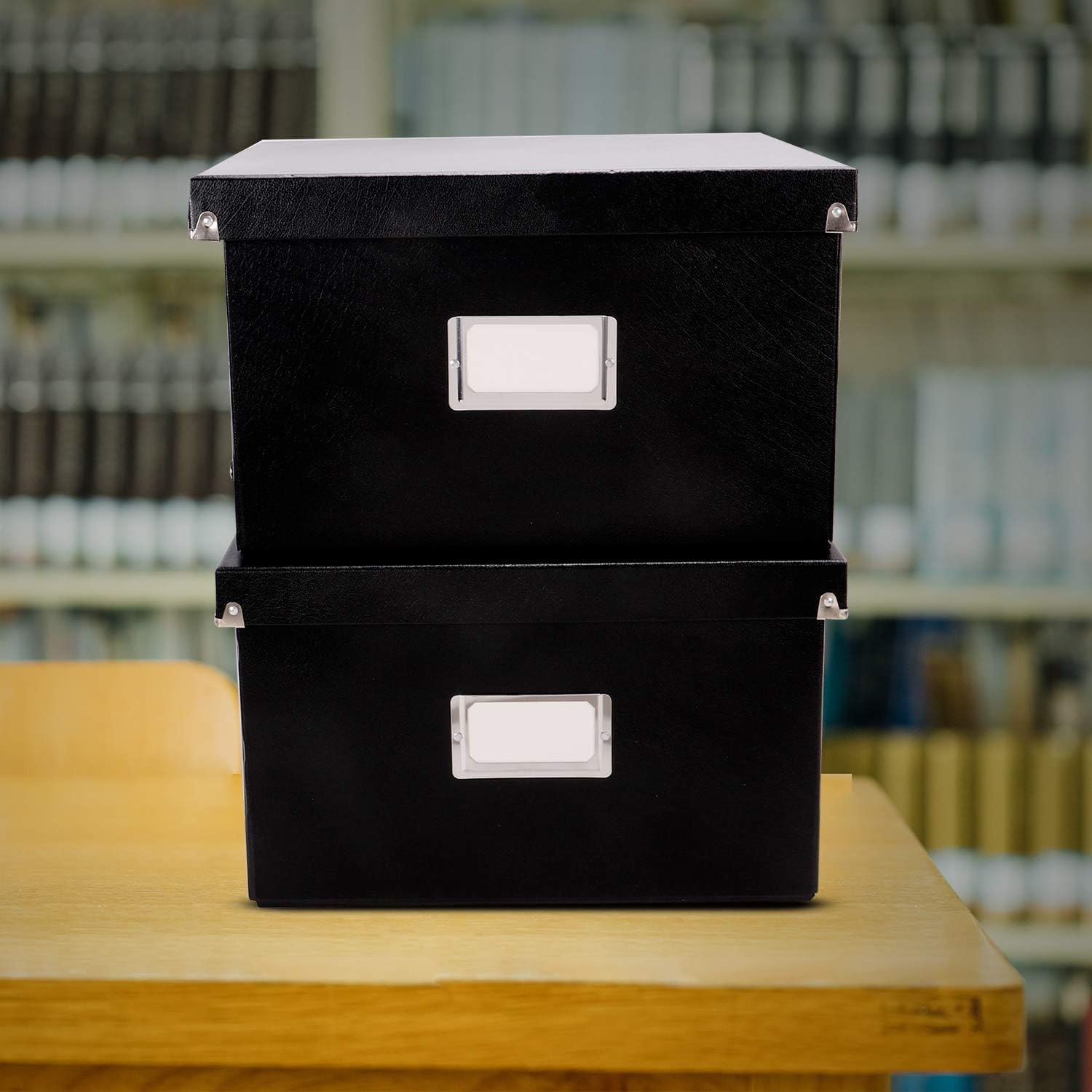 Black 2 Pack Portable File Storage Box with Lids Y4854