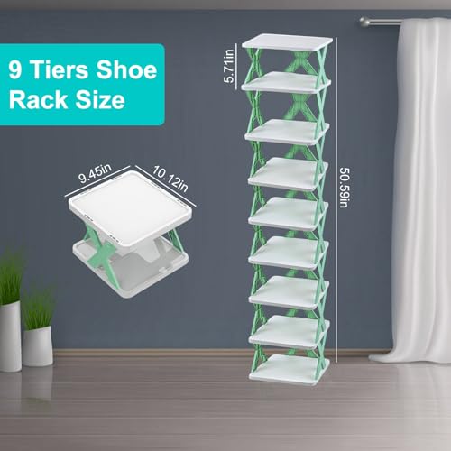 9 Tiers Narrow Blue Shoe Rack L57148