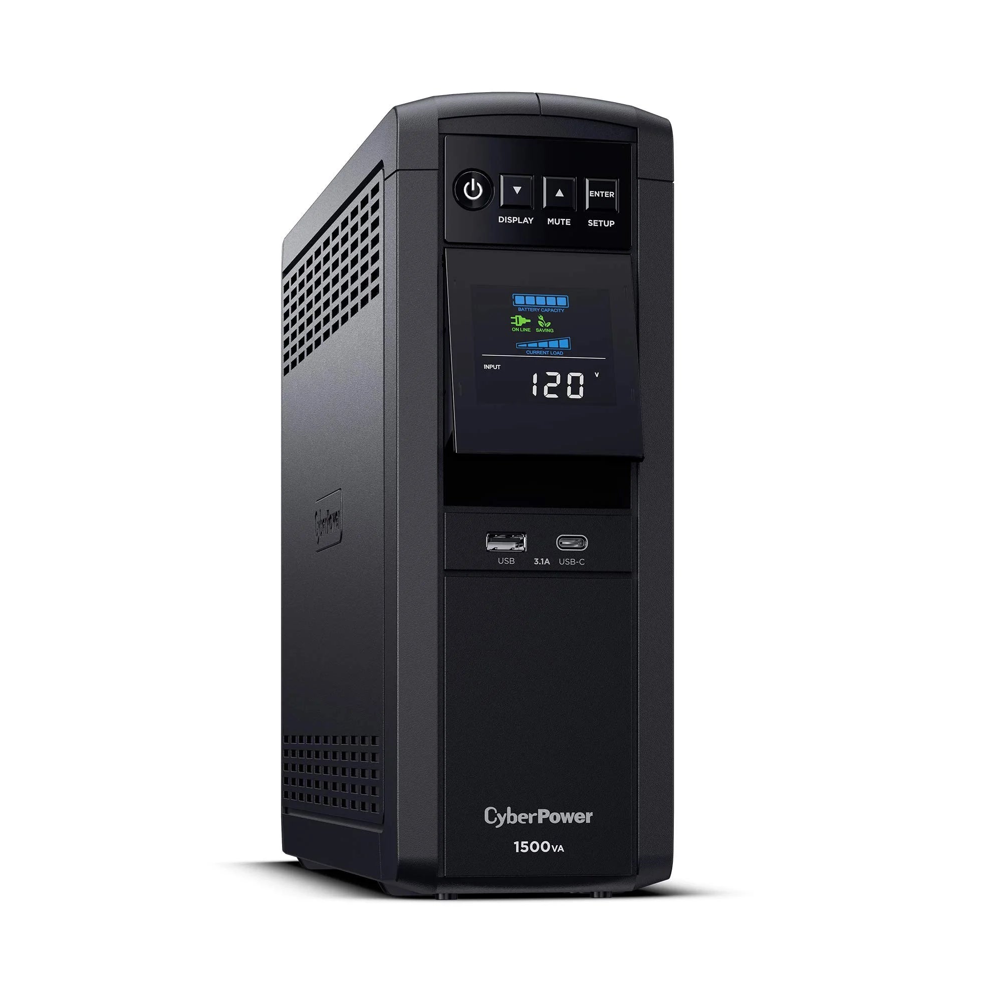 Black 1500VA/1000W UPS System, 12 Outlets, Mini Tower E68600