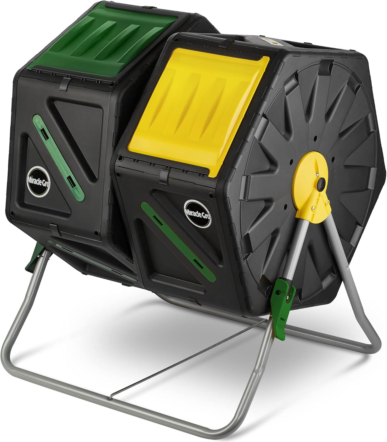 Dual Chamber Compost Tumbler Heavy-Duty High Volume Composter 2 Sliding Doors 18.5gallon 70 Liter E1239