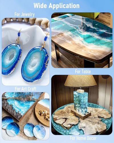 4 Gallon Epoxy Resin Kit with 72 Mica Powder, Foil Flakes, Measuring Cups, Sticks Y1652