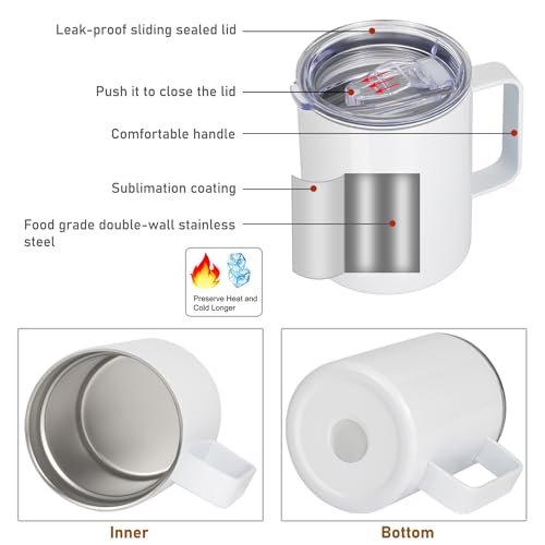 12oz Insulated Stainless Steel White Coffee Travel Mug M821119