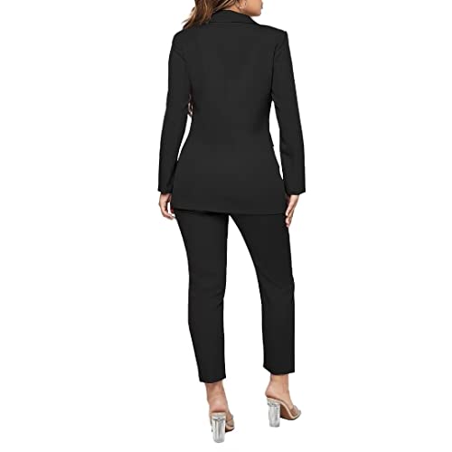 Women Double Breasted Blazer Set 2 Piece Pants Outfits Long Sleeve Suit Set X825