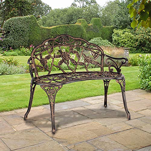 Bronze Metal Rose Bench for 2 Person Seat T7345