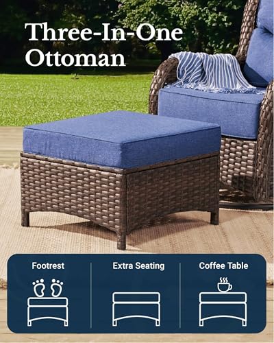 7PCS Blue Wicker Patio Furniture Set with Cushion F5269
