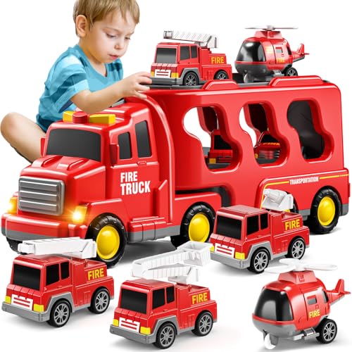 7-in-1 Friction Power Vehicle Toy Carrier Transport Trucks Car Set D410233