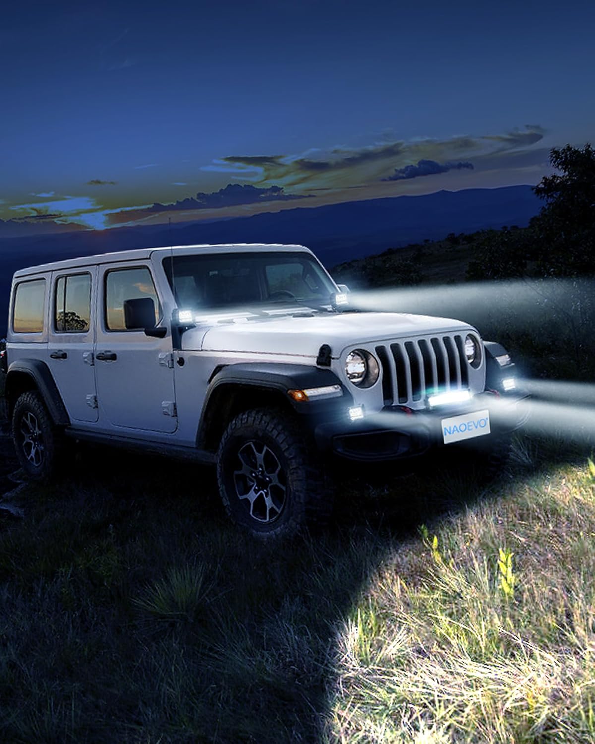 12 Inch LED Light Bar and 4PCS 4 Inch LED Pod Lights, 54000LM Triple Row Spot Flood Combo LED Light Bar I433974