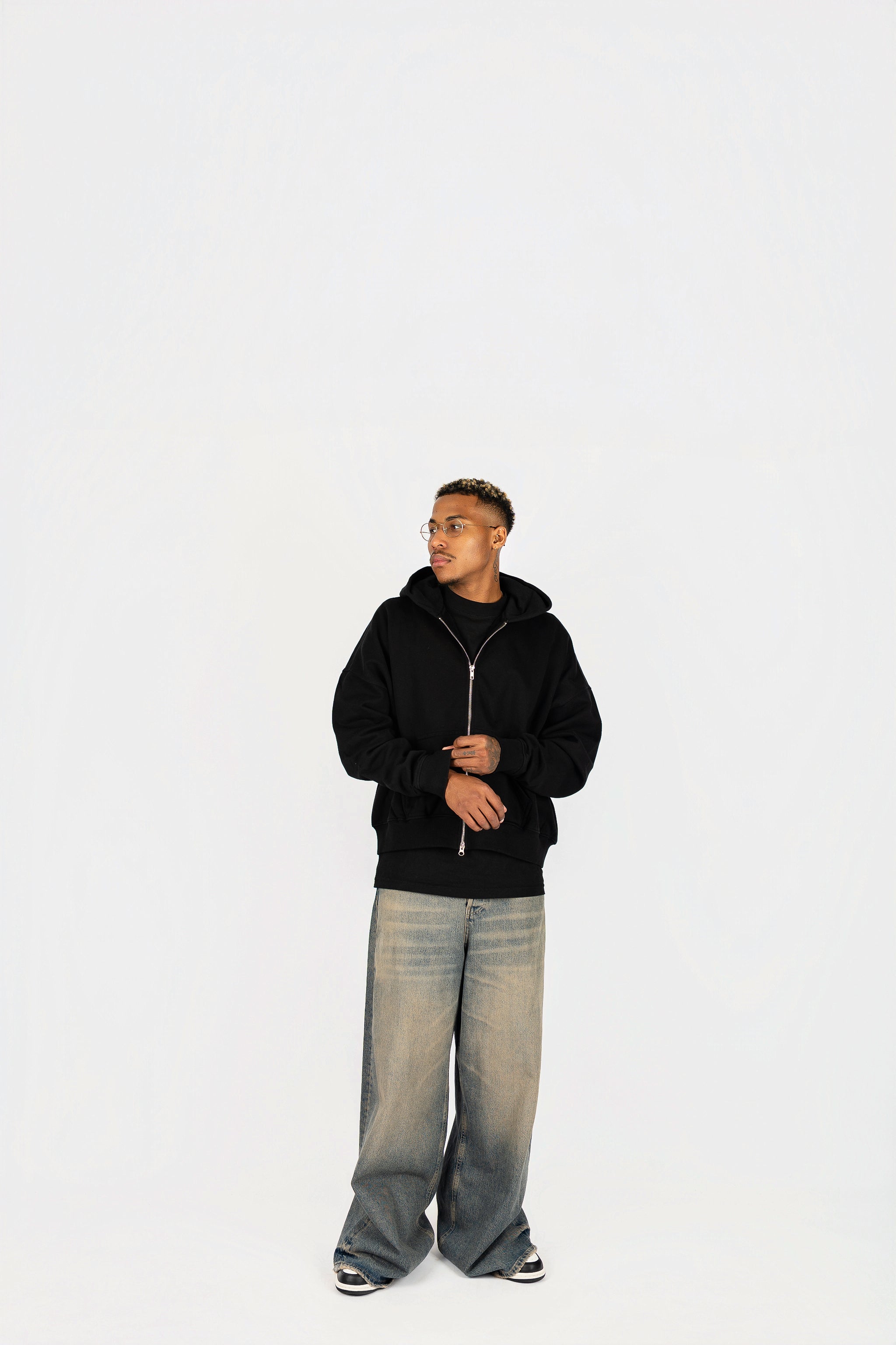 Cropped Double Zip Hoodie