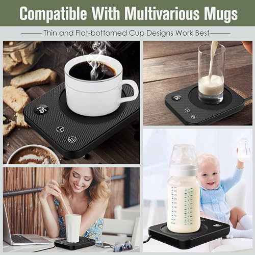 Black Mug Warmer with 3-Temp Settings and 2-12H Timer X900001