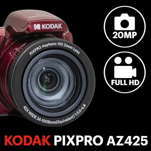 Red 20MP Full HD Digital Camera with 32GB Memory Card and Camera Bag V864