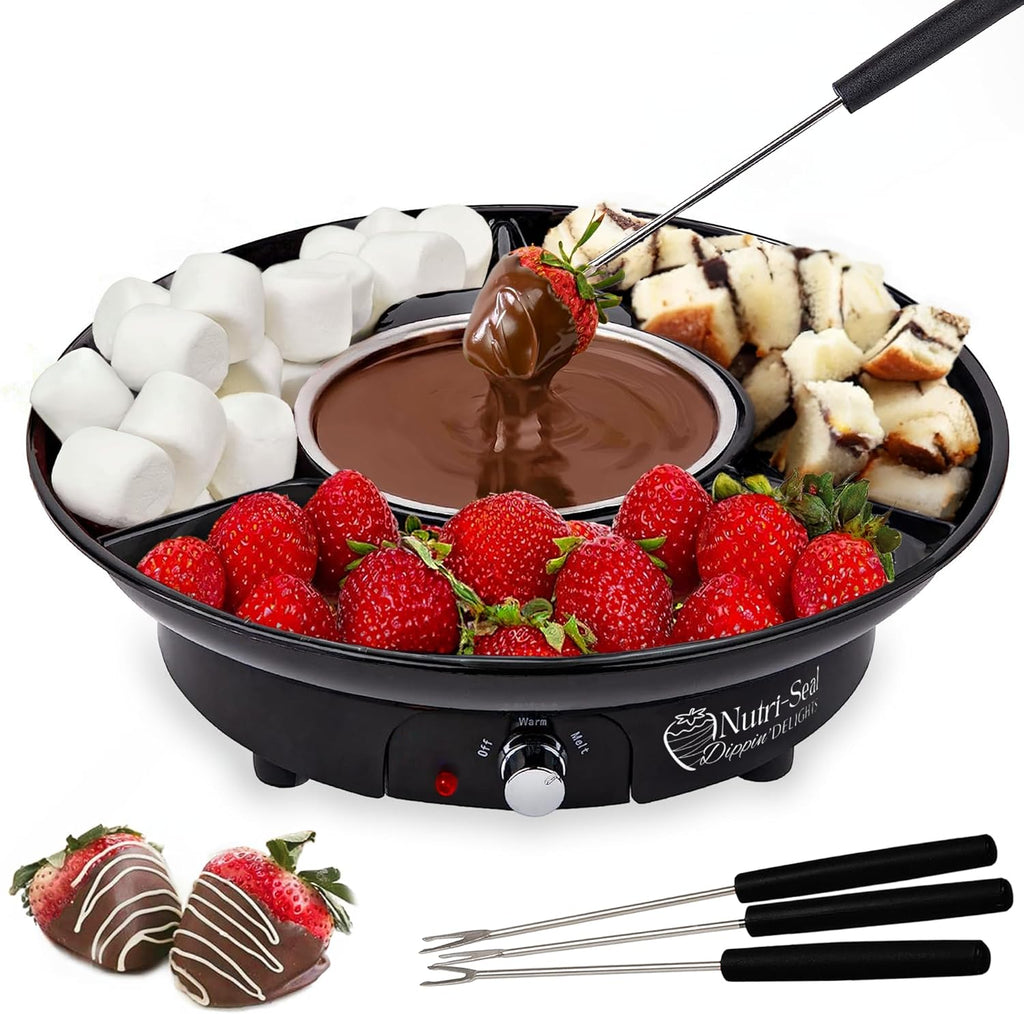 Electric Fondue Pot Set with 4 Roasting Forks X922007