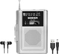 Silver Portable Cassette Player Recorder AM FM Radio Stereo with Built in Speaker and Earphones Q45383