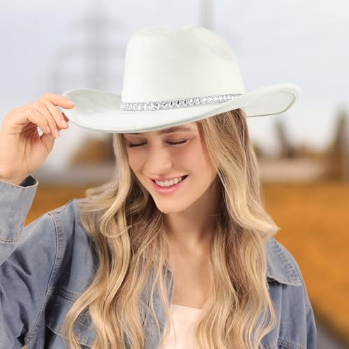 22"-23.2" 100% Suede Western Cowgirl Hat with 3.5" Wide Brim and Built-in Elastic Sweatband L596691