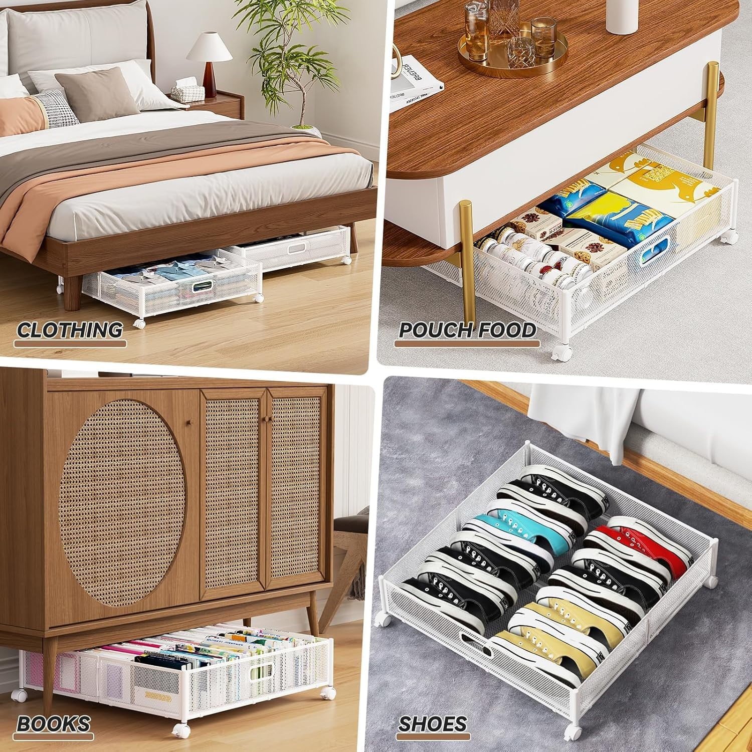Metal Underbed Storage Containers with Wheels, 2Pack E1900