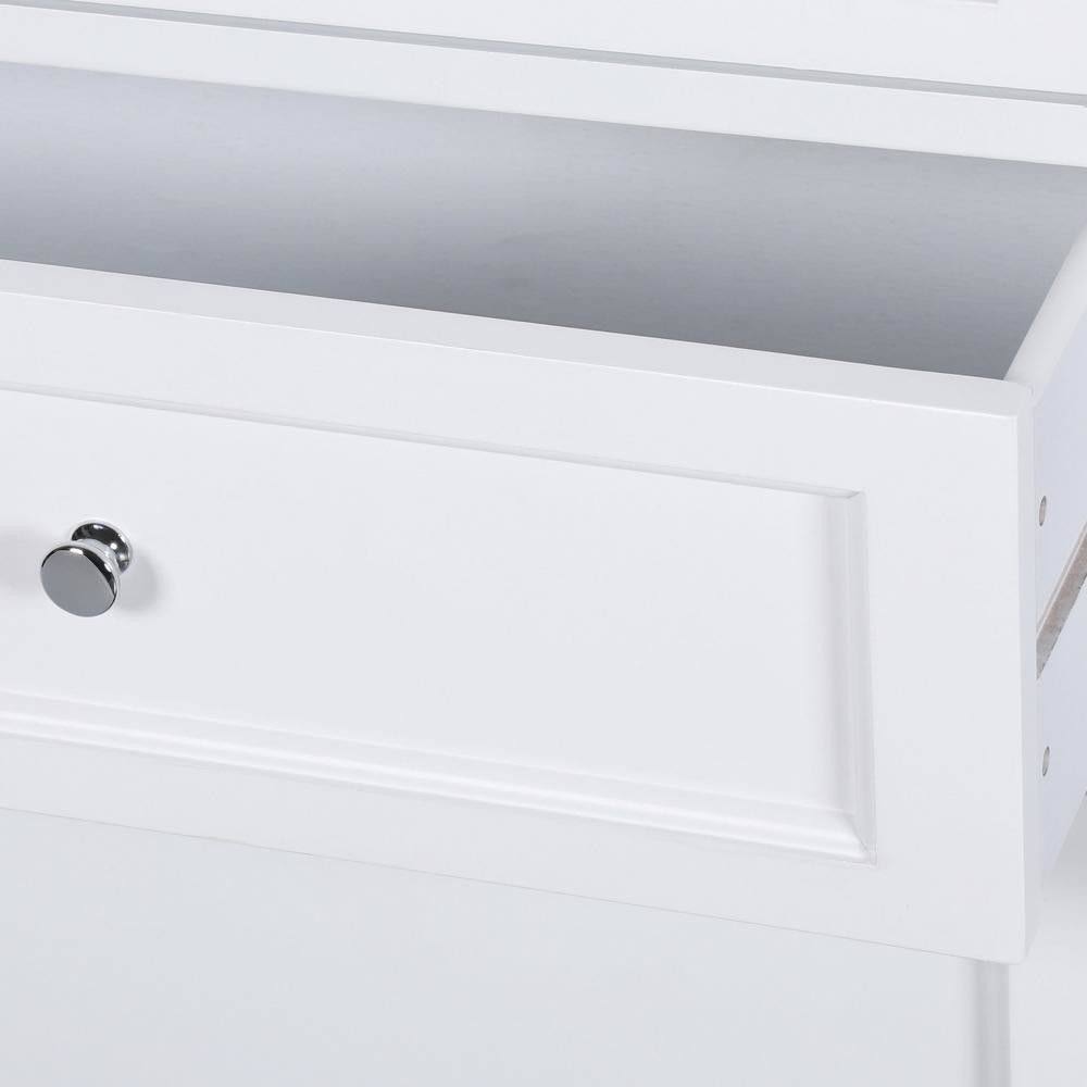 White Bathroom Linen Cabinet Drawer Storage Shelves M403