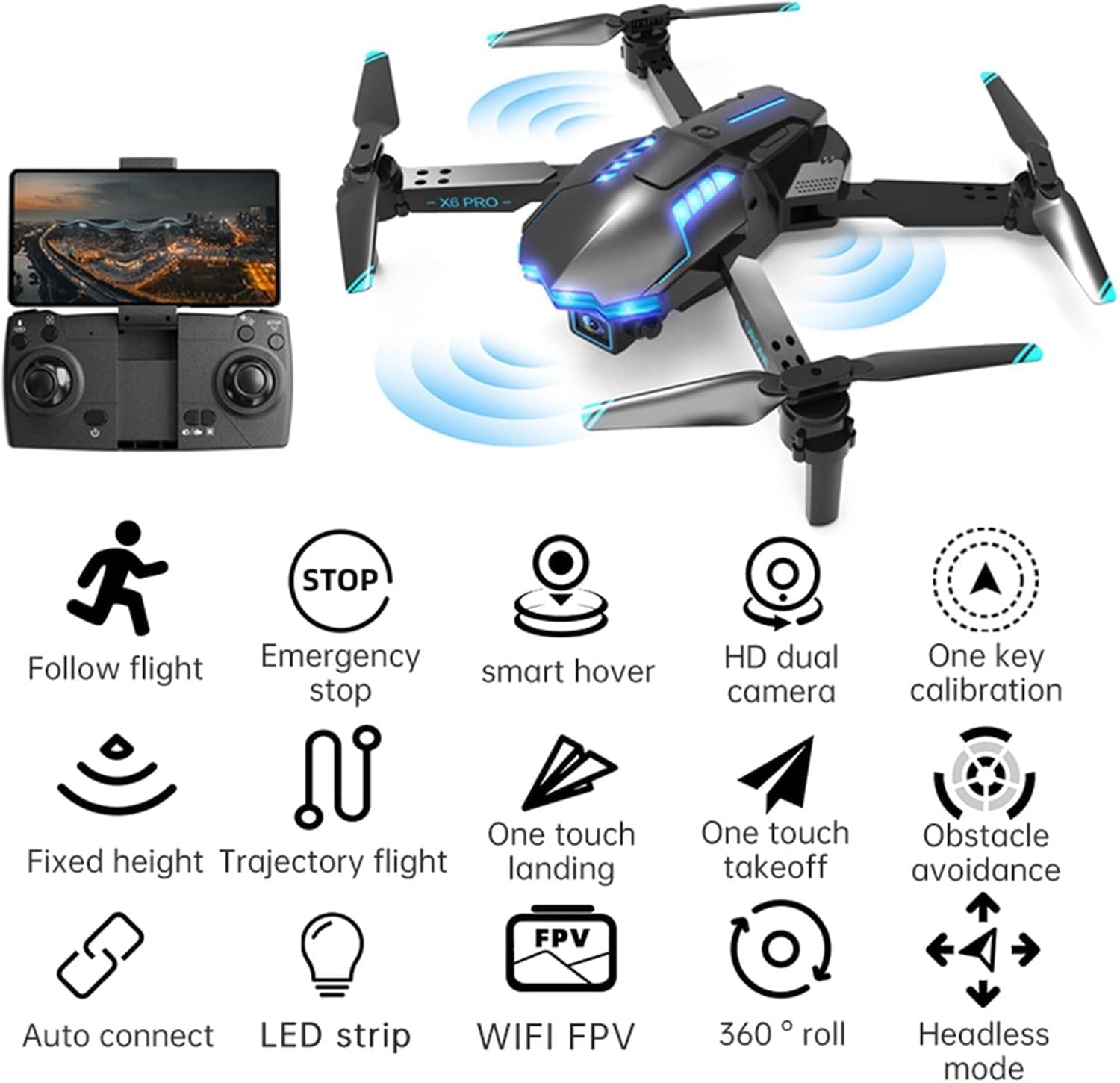 FPV Drone with 1080p HD Camera Altitude Hold Quadcopter Y53824