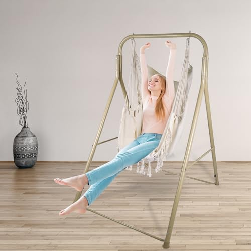 Hammock Chair Stand with Hanging Swing Chair, Heavy Duty Steel, Max Load 330 Lbs D996866