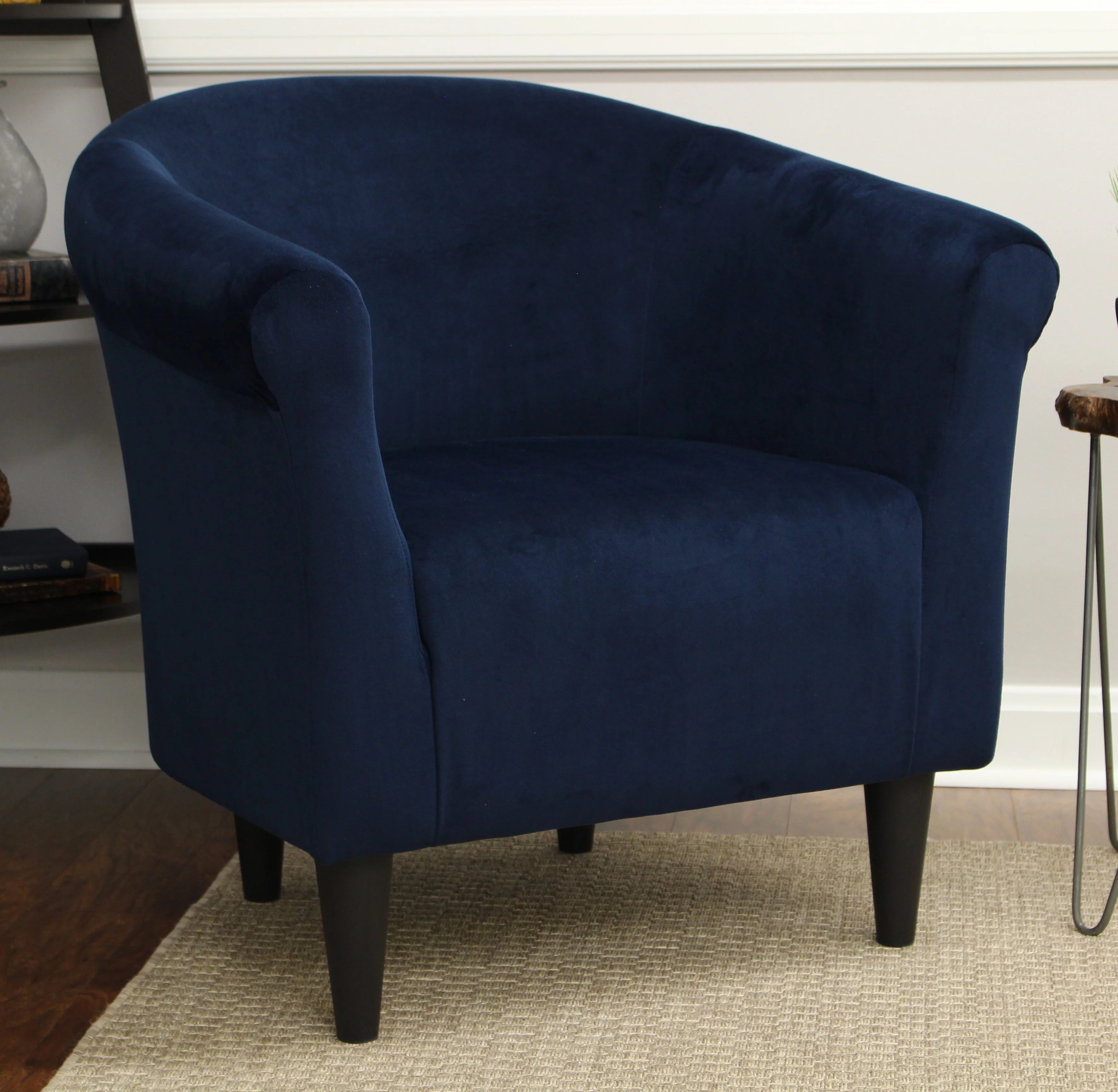 Navy Blue Microfiber Bucket Accent Chair R82956