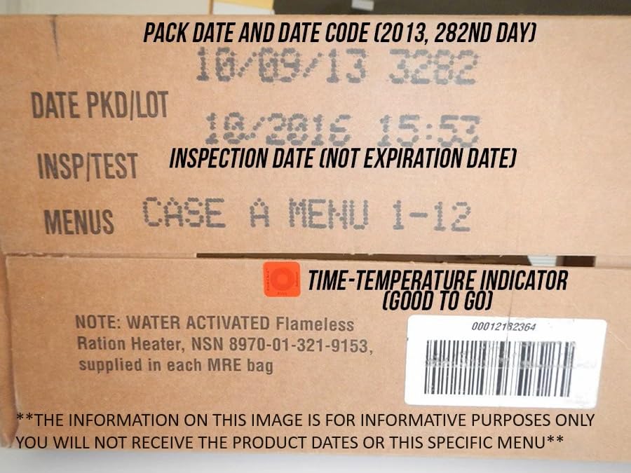 Military MRE Surplus Meals Ready to Eat with Heater Packs 1250 Calories per MRE 24 COMBO Emergency Food P832690