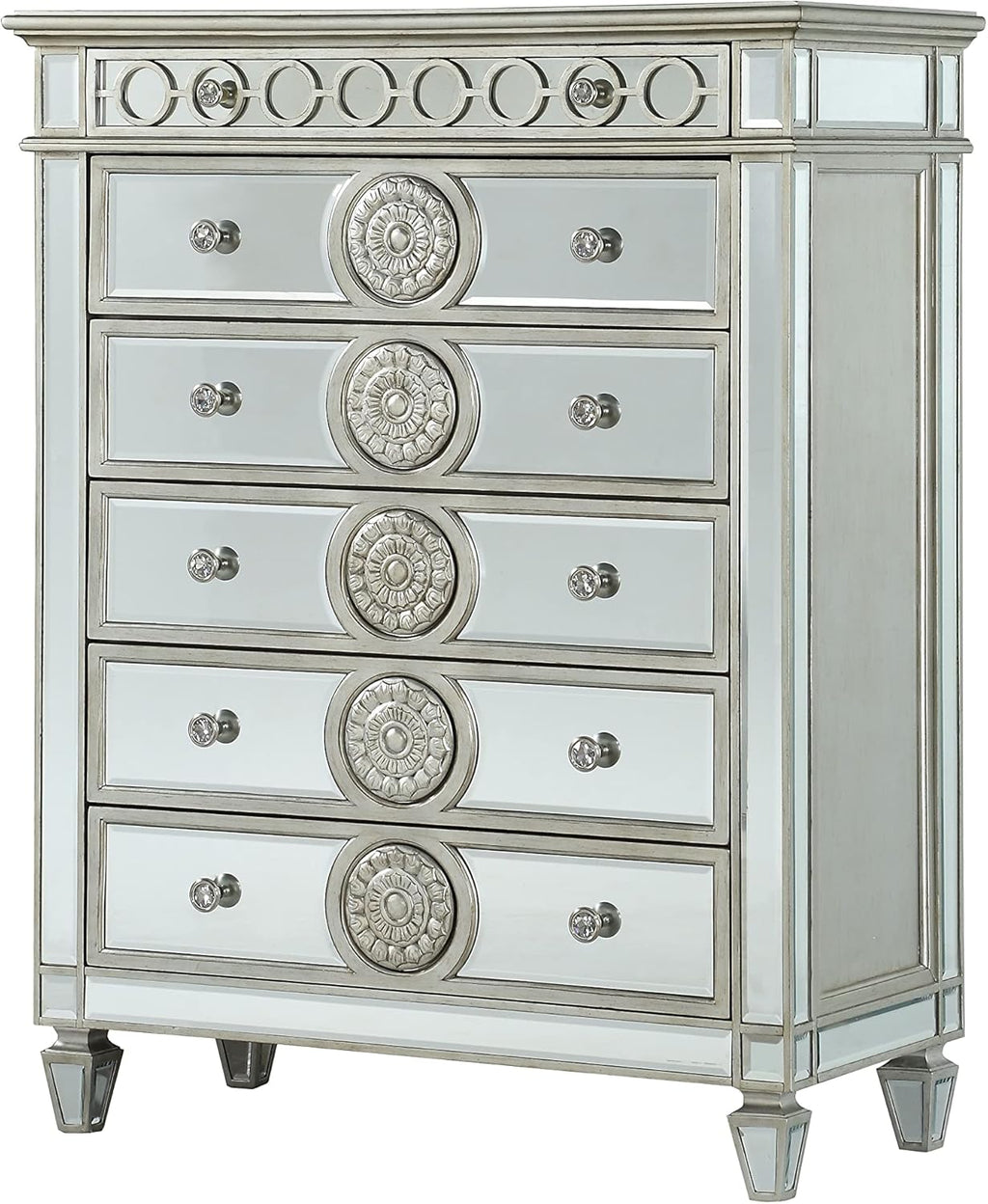 5 Drawer Mirrored Dresser with Pull-Out Tray Y103