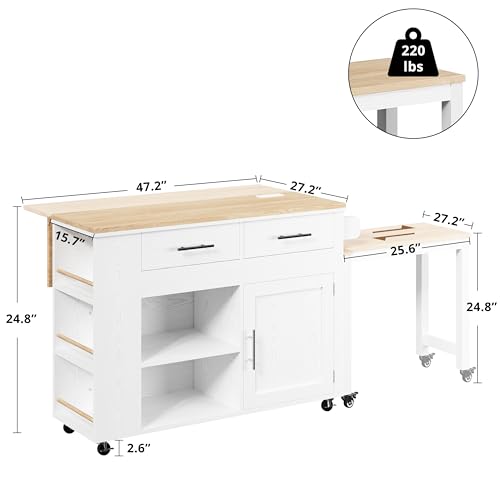 Kitchen Island Cart with Drawers and Power Outlet G561565