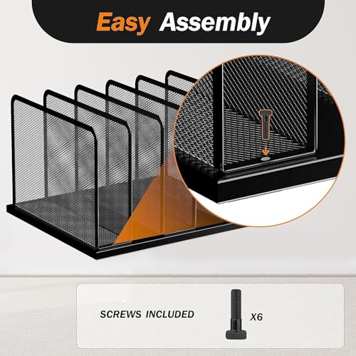 Purple Mesh 5-Section Desktop File Organizer W674890