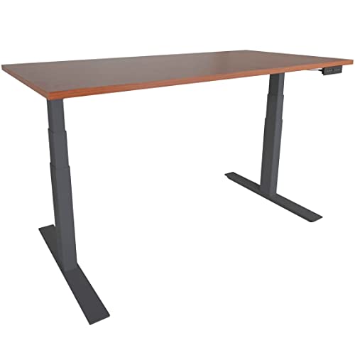 Adjustable Sit/Stand Desk 60"x30" Cherry Wood Finish Black Frame L21307