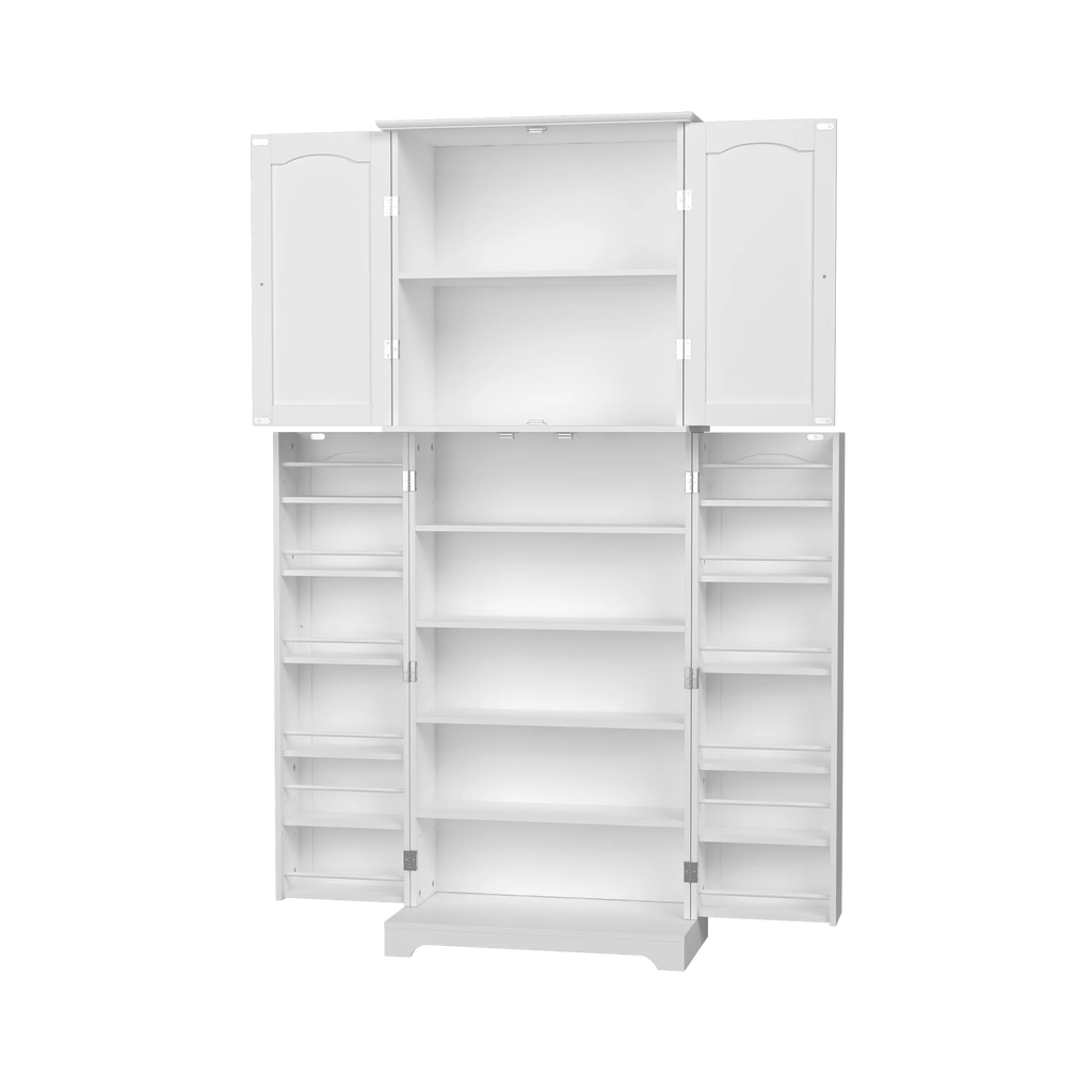 White Tall Kitchen Pantry Storage Cabinet with Doors and Shelves J824