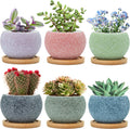 6 Pack 3 inch Ceramic Flower Pots with Drainage G105227