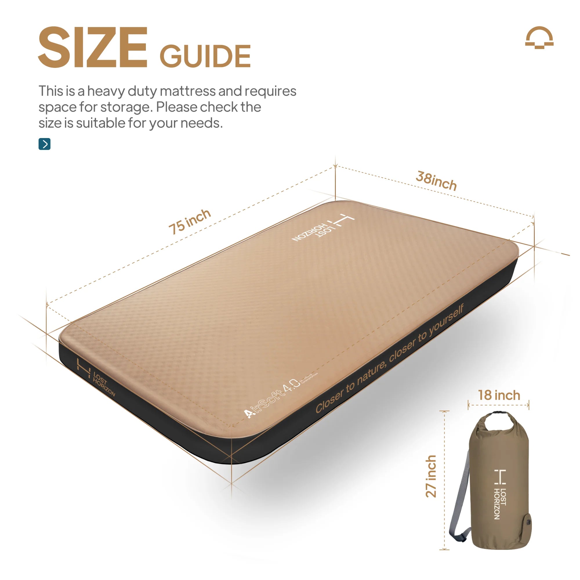 4.5" Thick Self Inflating Sleeping Pad with Solid Foam E478004