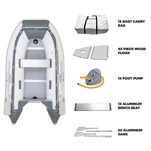 12ft 6in Inflatable Dinghy Boat Tender White Gray C55634
