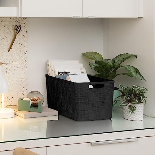 Set of 4 White Plastic Decorative Storage Baskets Q691
