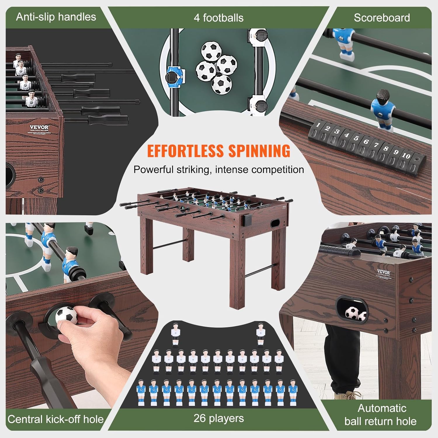 55 inch Standard Size Foosball Table with 4 Balls and 2 Cup Holders I5203
