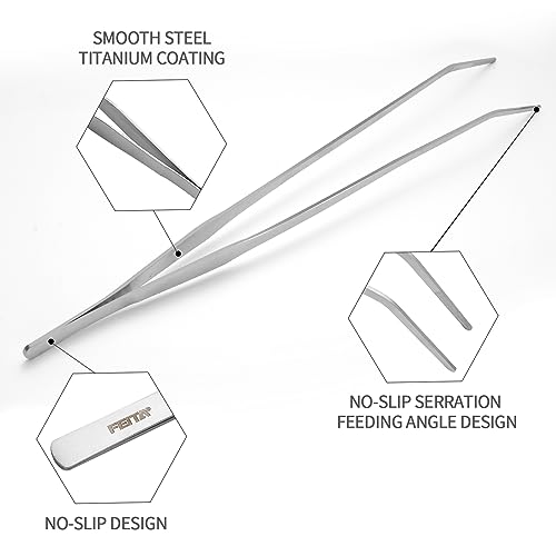 Extra Long 15 inches Stainless Steel Aquarium Tweezers Set Black 2Pcs W66578