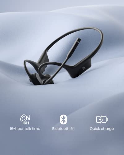 Black Wireless Bone Conduction Bluetooth Headset with Noise-Canceling Boom Microphone A848