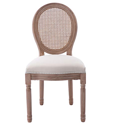 Dining Chairs Set of 2 Fabric Cane Upholstered Solid Wood Frame X5510