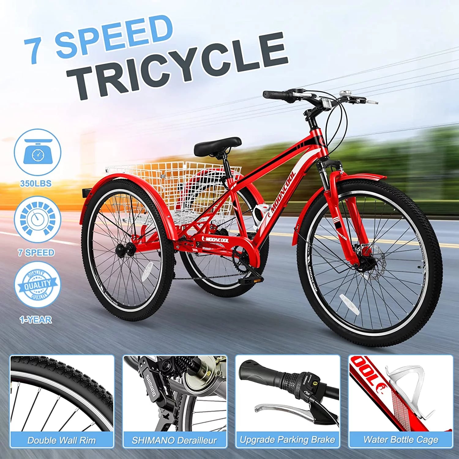 Mountain Tricycle 7-Speed 26 inch with Cargo Basket X987